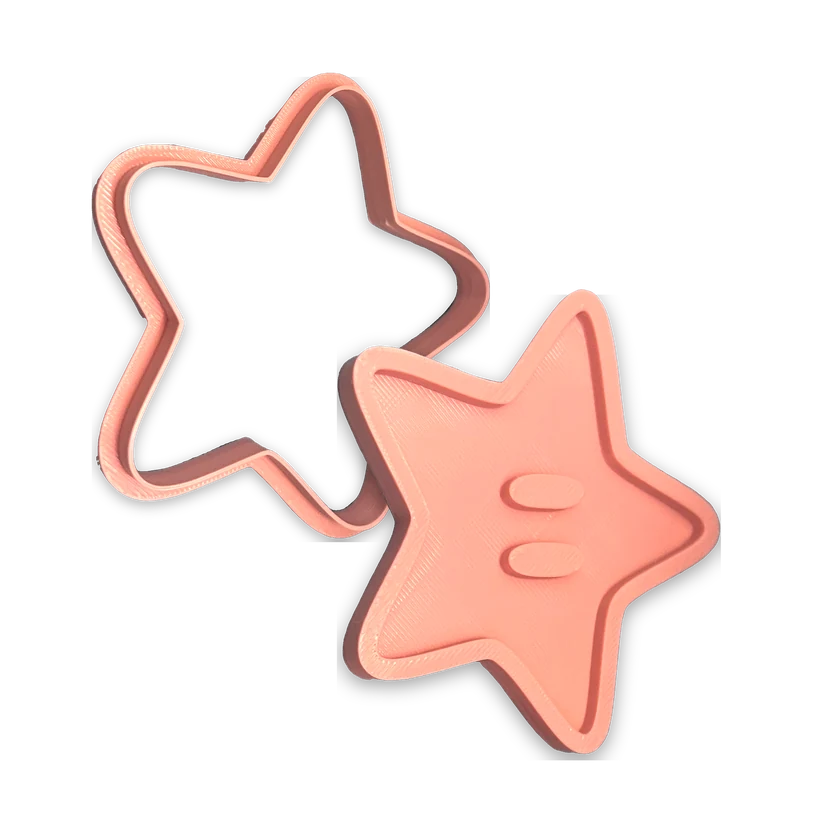 Two-part star cookie cutter, printed in pink